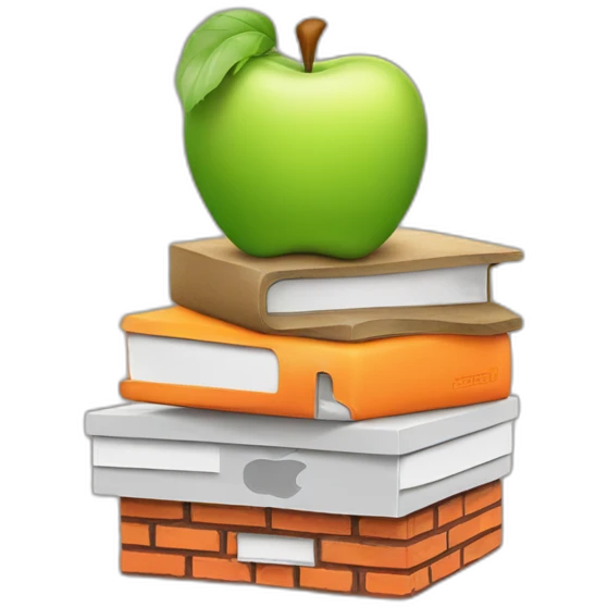 stack of macbook on top of apple on top of orange on top of brick on top of lizard on top of bird emoji