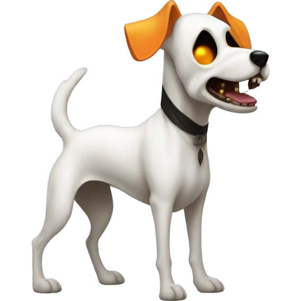 Nightmare Before Christmas Zero Ghost Dog - white with jackolantern nose, pointed face, long ears that stand up, body that looks like a billowing sheet emoji