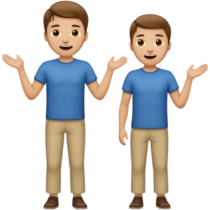 full body white man with mouth open and   emoji