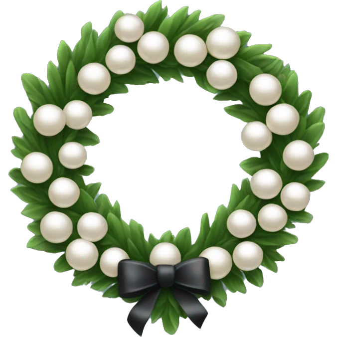 A Christmas wreath designed like a circle of pearls with a tiny blackbow. emoji