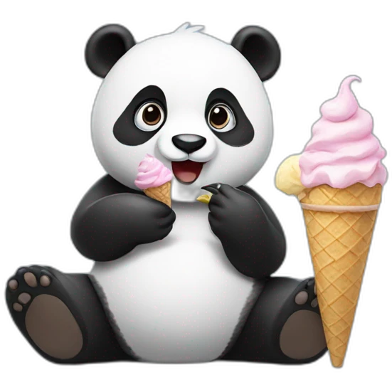 Panda eating ice cream emoji