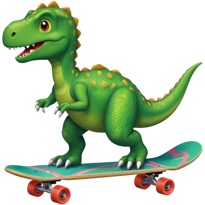 Dinosaur on a skateboard emoji