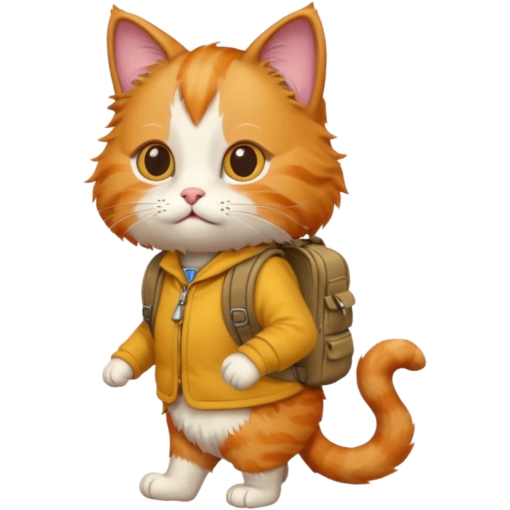 a cat walking with a backpack
 emoji
