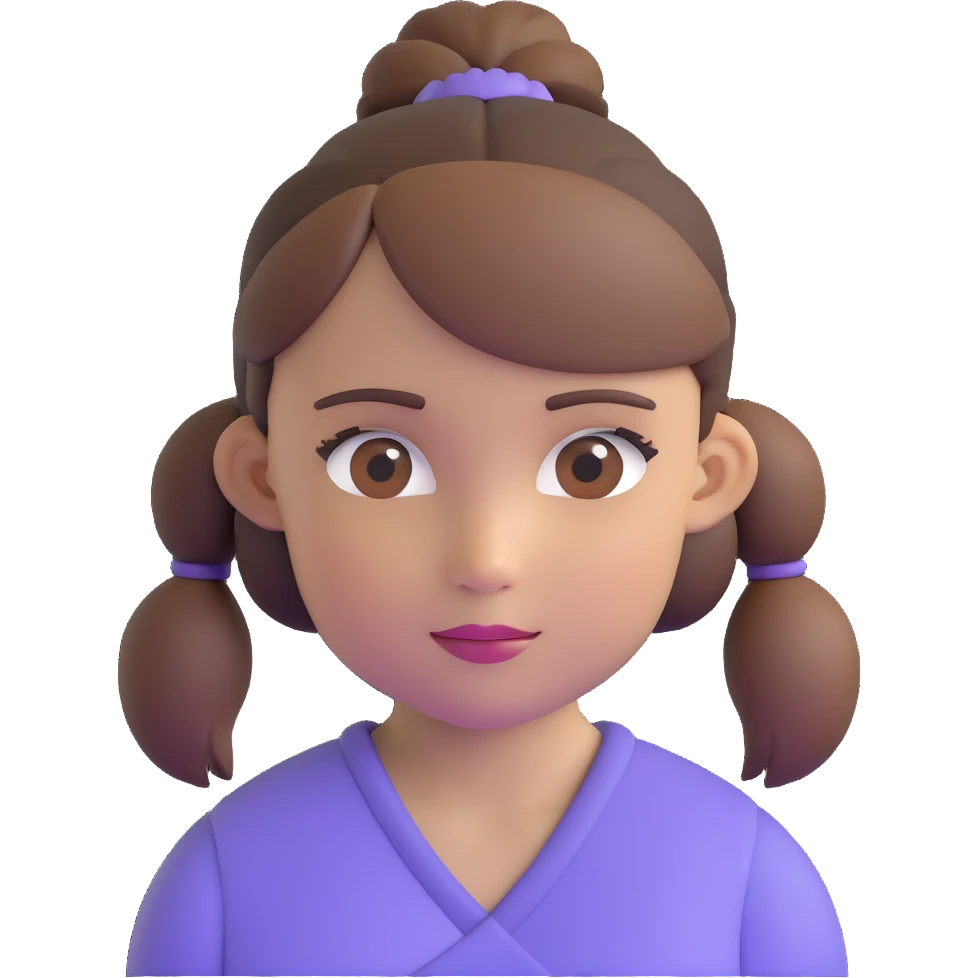girl with brown eyes, brown hair in a ponytail emoji