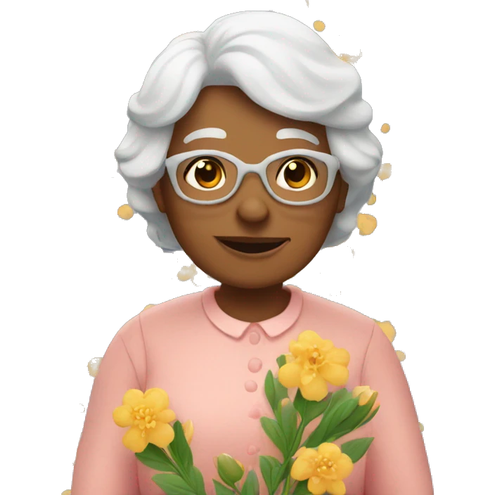 Grandma with flowers emoji