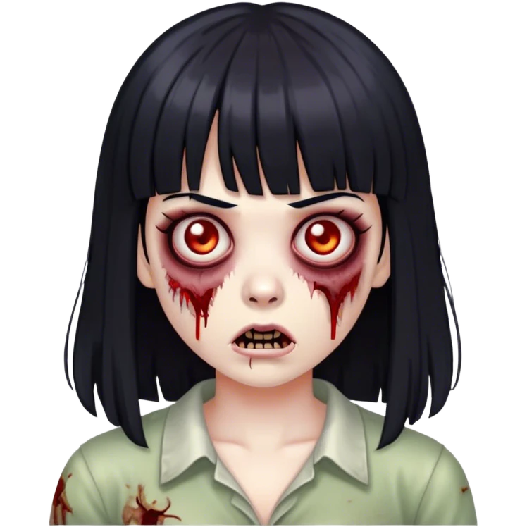 zombie with black hair and bangs emoji
