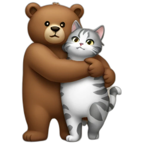 bear and cat hugging emoji