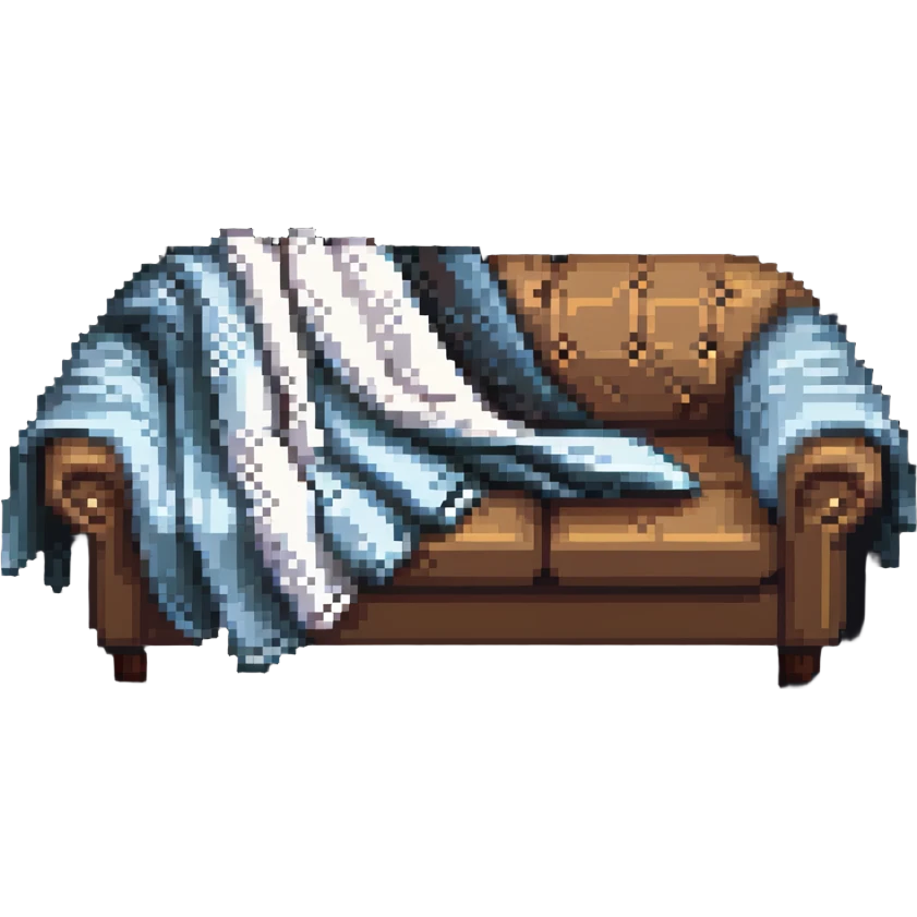 cozy sofa with a blanket draped over the arm emoji