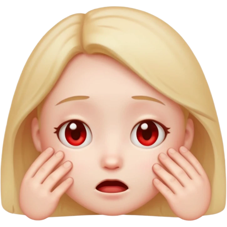 cute emoji with a shy embarrassed expression, soft colors, red cheeks, downcast eyes emoji
