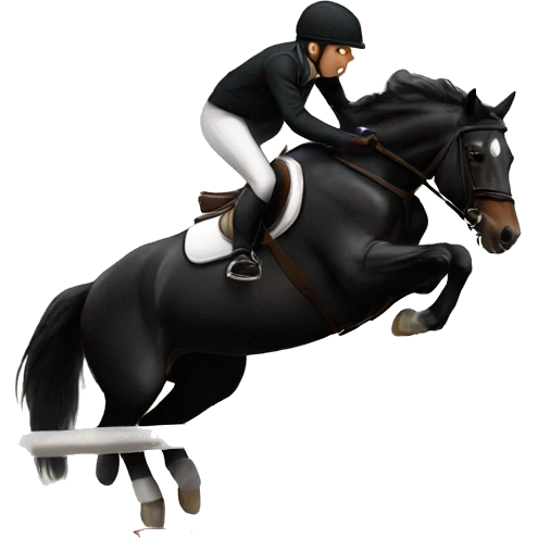 Black horse jumping over a jump emoji