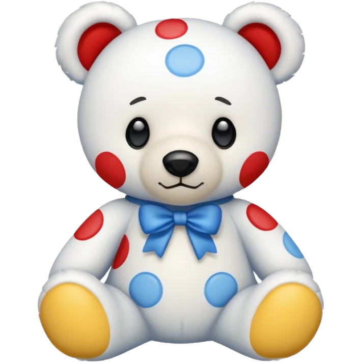 White teddy bear with blue, red and yellow spots emoji