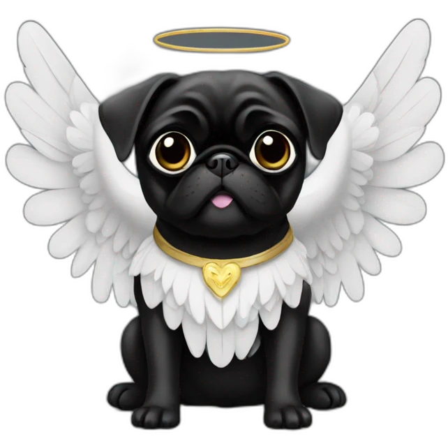 Black pug with angel wings emoji