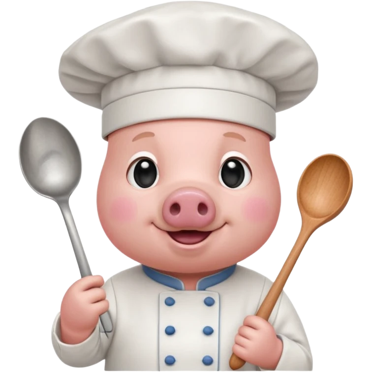 Chef Pig – pig wearing white chef hat holding spoon emoji