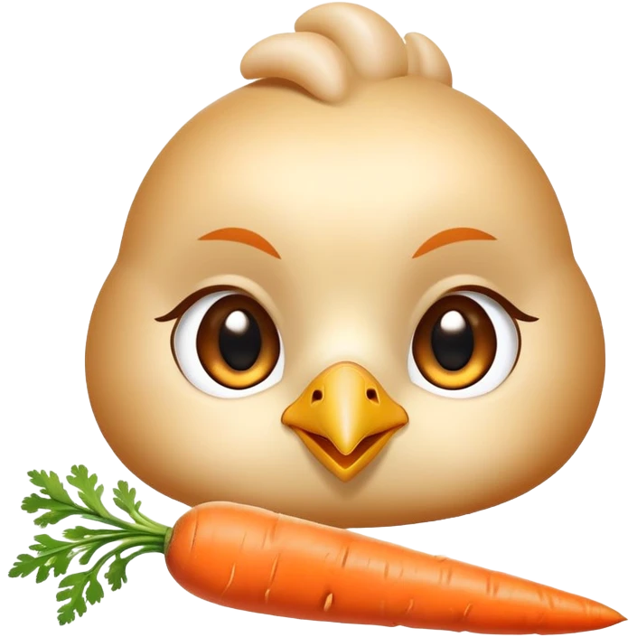 Chicken pieces and bright orange carrots with soft golden particles flowing toward a normal-looking eye and smooth skin. The design shows how vitamin A from both animal and plant sources contributes to eye and skin health in a friendly, non-threatening way. emoji