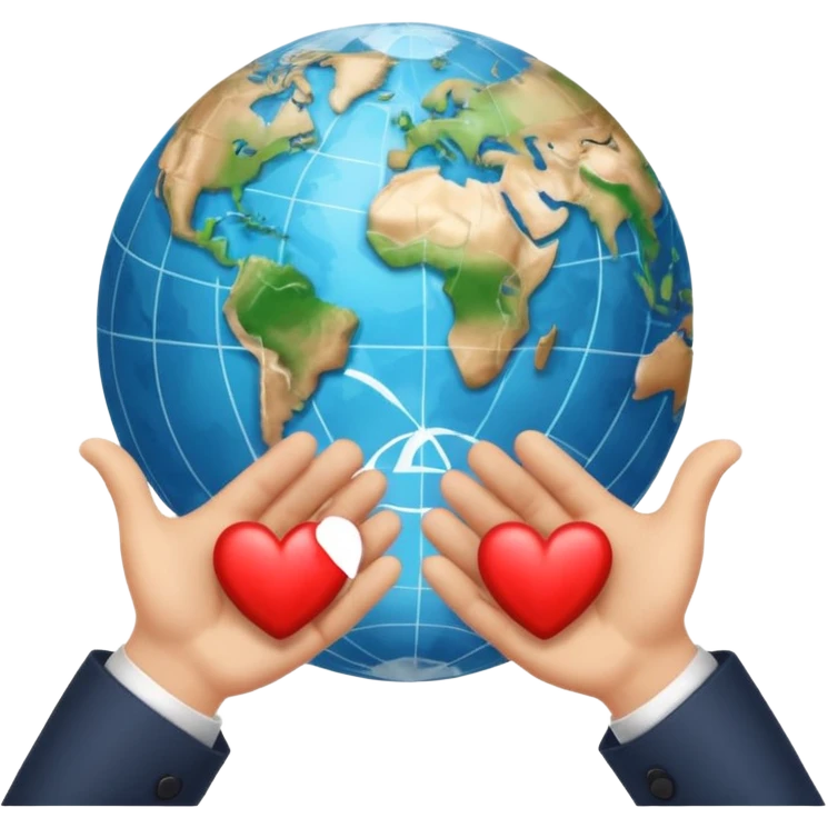 Shake hands emoji with heart and globe showing negotiation of climate change  emoji
