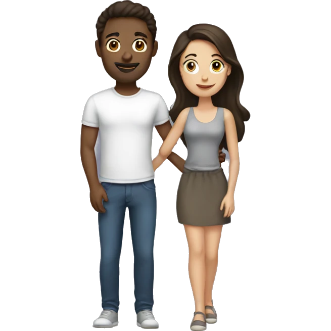 Brunette couple. Man and woman  emoji