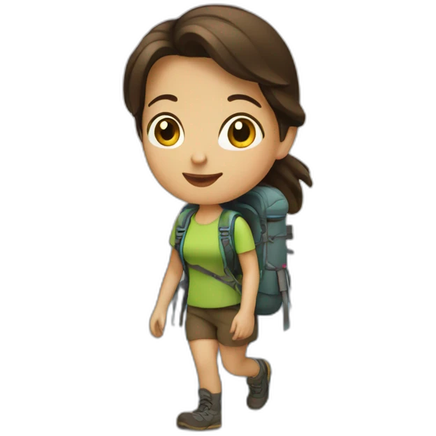 Brunette girl goes trekking emoji