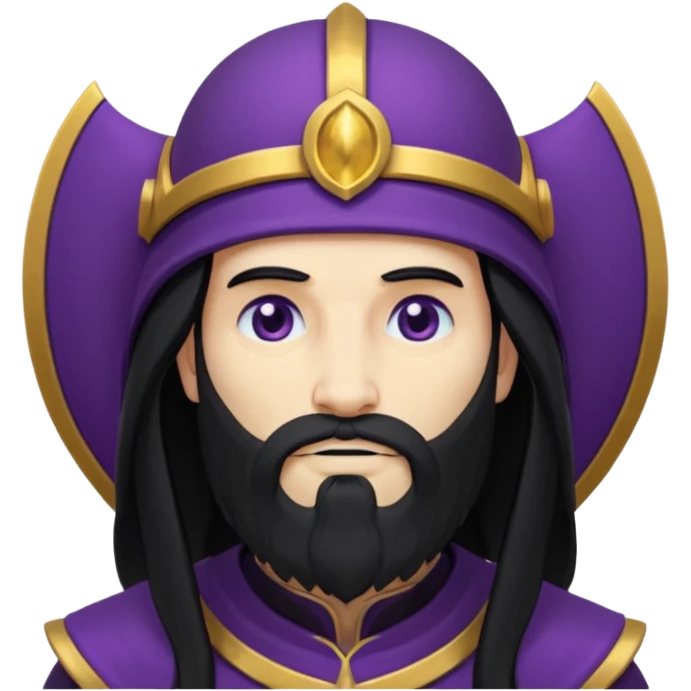 Pluto, God of Death from Gods and Goddesses with long black hair and beard, deep purple outfit emoji
