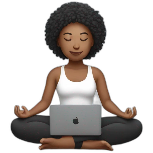 yoga student with laptop emoji