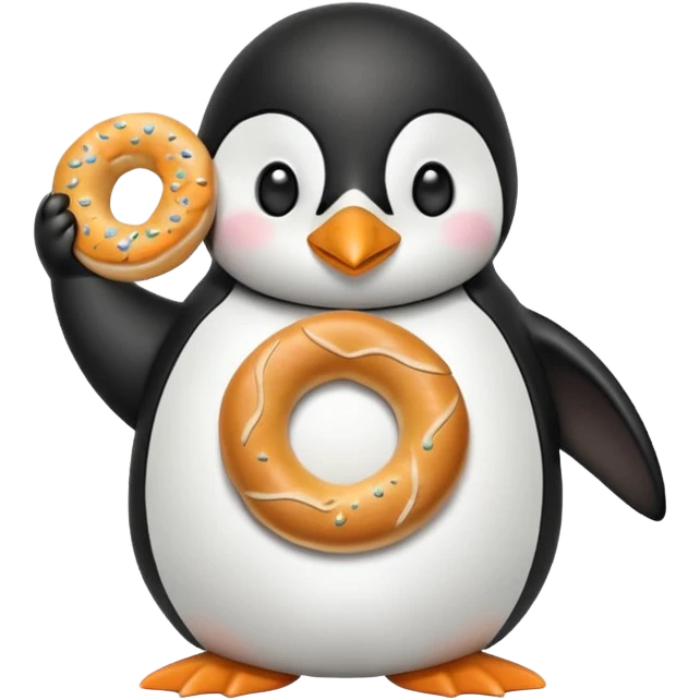 penguin holding bagel emoji