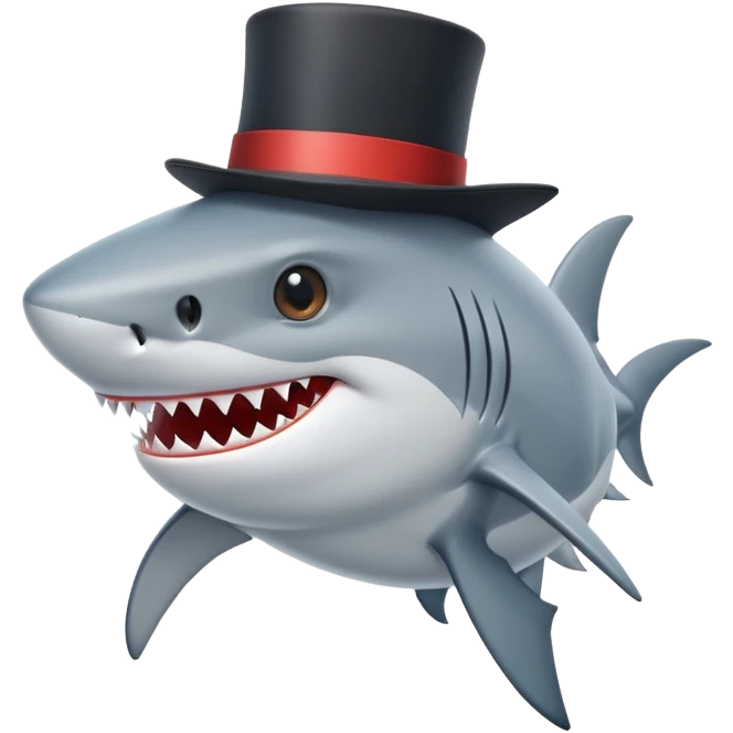Shark with a top hat emoji