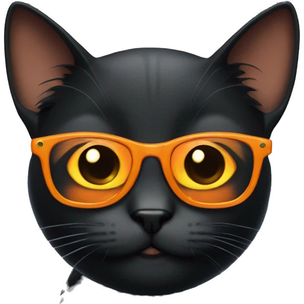 black cat, orange glasses emoji