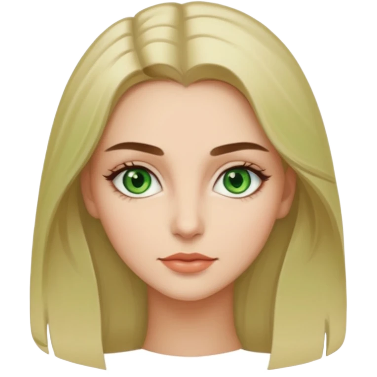 женщина с зелёными глазами, красивыми бровями, светлыми волосами средней длины emoji