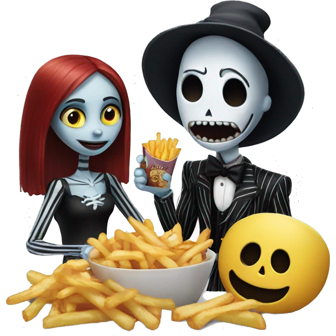 Jack and sally eating fries emoji