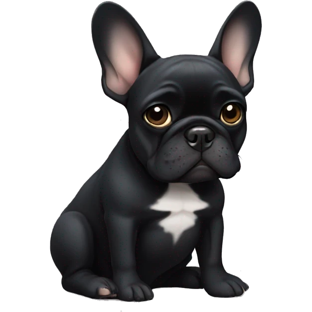 Sad black french bulldog  emoji