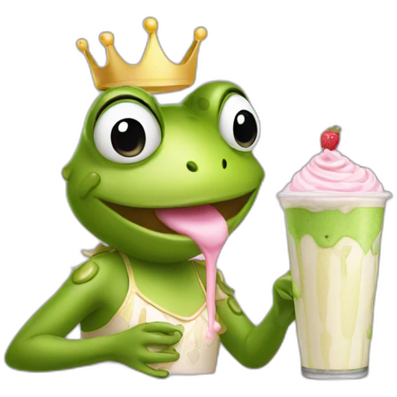 Frog Princess drinking a milkshake emoji
