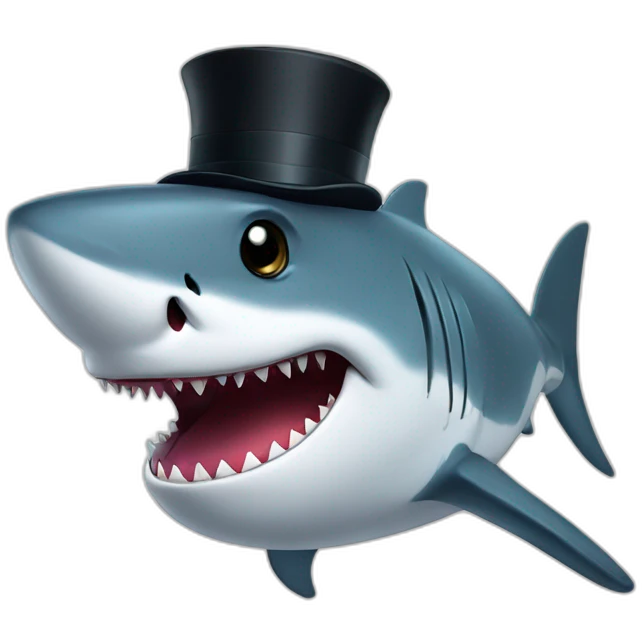 Shark with a top hat emoji
