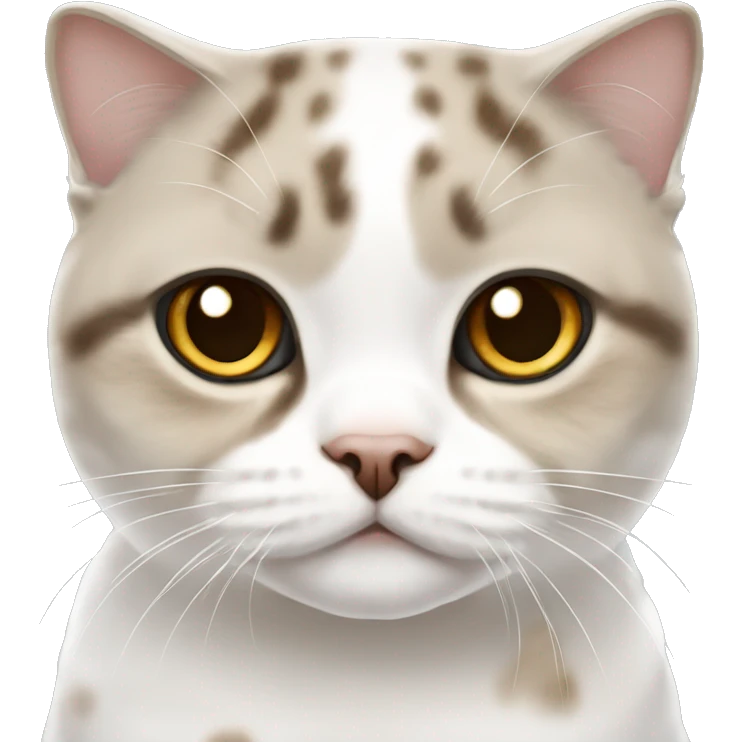 White with brown spots Scottish fold cat  emoji