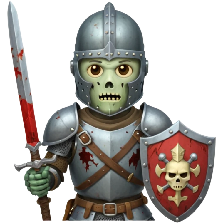 zombie Knight with helmet holding sword and shield emoji