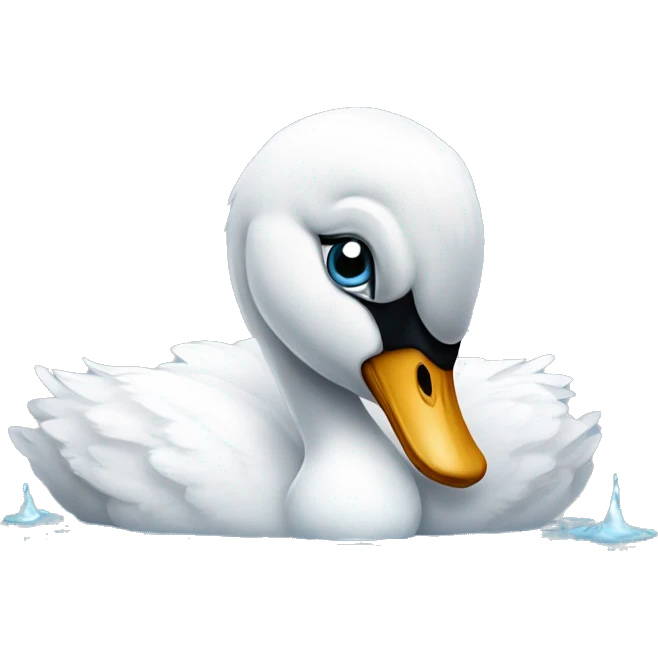 a very sad swan with one tear drops from its eye emoji