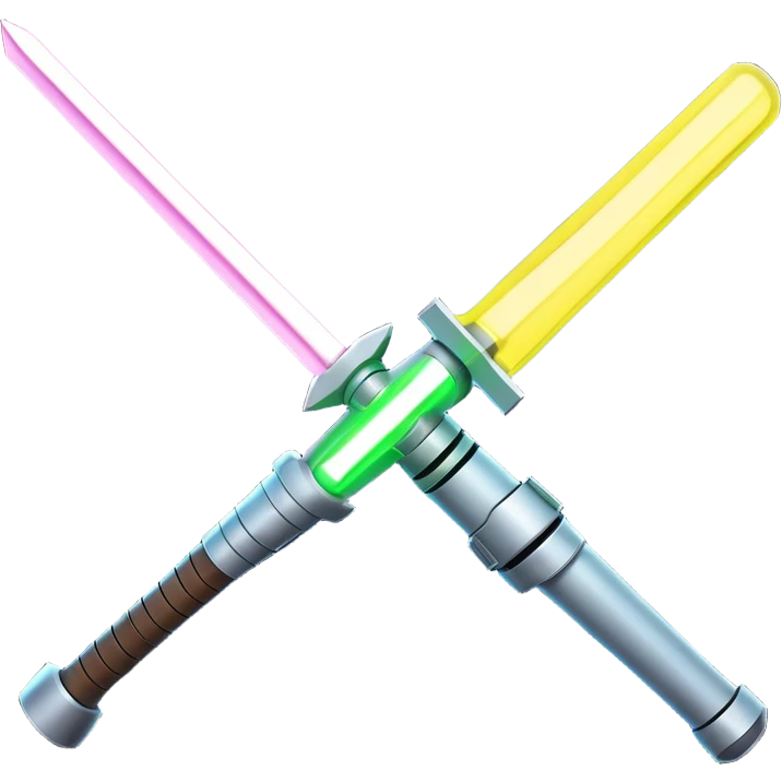 Clash of Clans aesthetic: Cinematic heroic Star Wars light sabre Emoji, rendered in a 3D vector-style similar to standard emojis with minimal shading and bold, simplified shapes. A compact, vibrant energy blade with a neon-hued, glowing edge . Stylized with a touch of interstellar elegance and a soft glowing outline, capturing the essence of a legendary energy blade with a friendly, playful manner! emoji