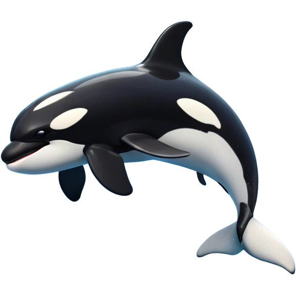 Meme-Worthy Breaching orca Portrait Emoji, Bursting powerfully out of the ocean with an impressive, high-energy leap, showcasing a sleek black-and-white body glistening with water droplets and dynamic, arched posture, Simplified yet exhilaratingly expressive features, highly detailed, glowing with a vibrant marine energy, high shine, bold and full of life, stylized with an air of untamed ocean spirit, soft glowing outline, capturing the essence of an orca mid-breach, radiating pure, unstoppable aquatic power! emoji