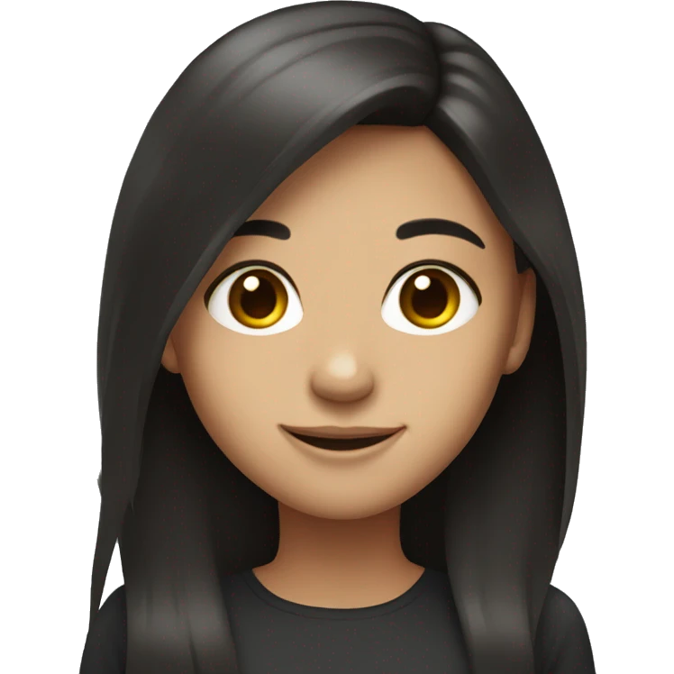 Girl with dark long hair smiling emoji