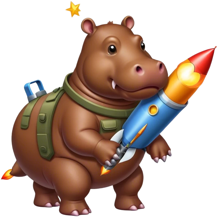 Ippopotamo con un lancia razzi emoji