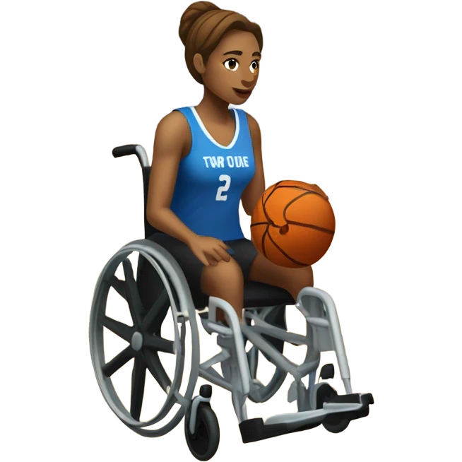 A white woman in a wheelchair playing basketball emoji