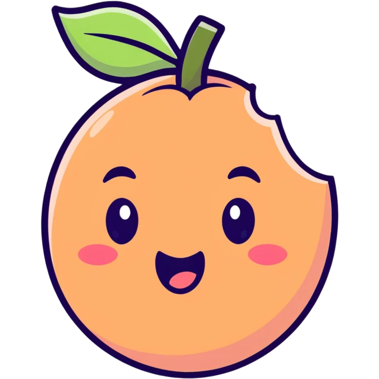 a hybrid of the peach and eggplant emoji, cartoonish sticker style emoji
