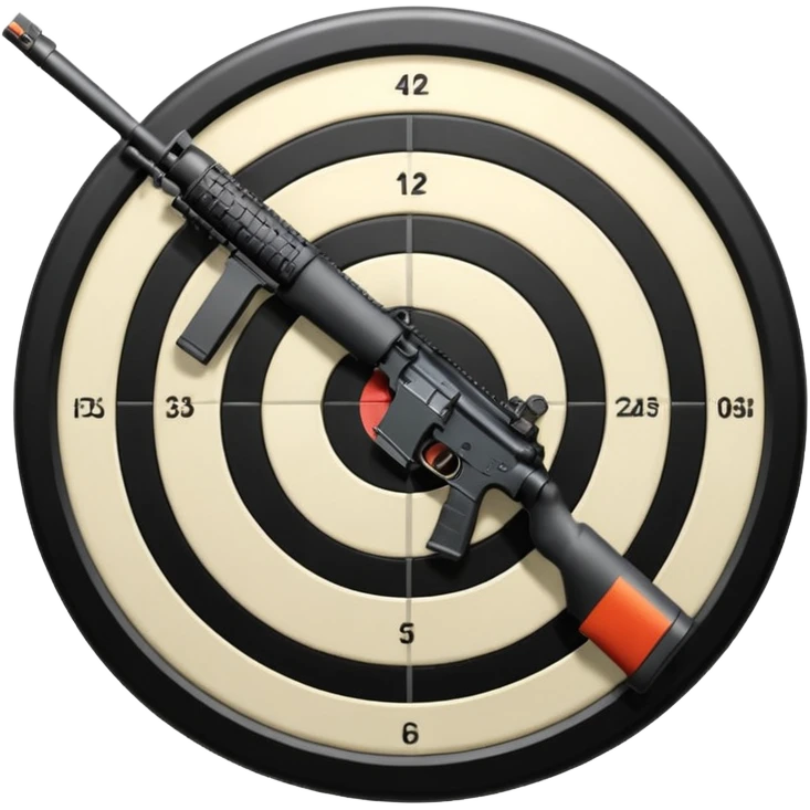A detailed image of an AR-15 aimed at a target, with the target's concentric rings clearly visible. The focus is on the precision and accuracy of the sport, with the rifle positioned in front of a neutral background, emphasizing the equipment and the competitive nature of shooting. emoji