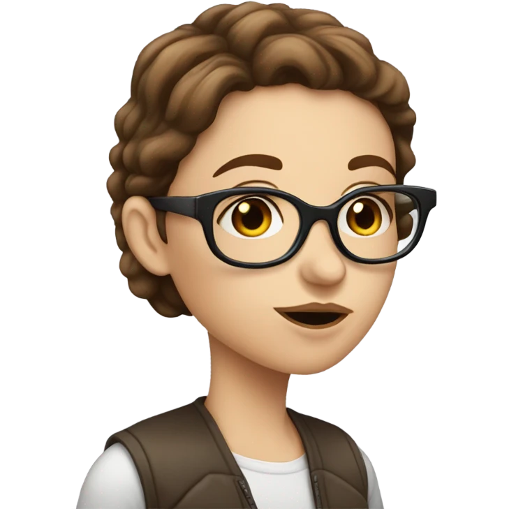 White girl with Brown hair and glasses blowing a kiss  emoji
