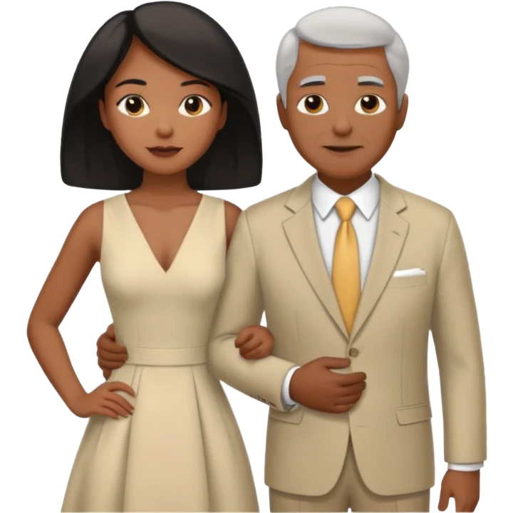 mixte couple black girl , white dark haired older  man emoji
