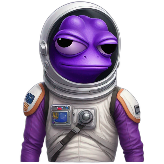purple colour pepe frog using astronout costume with "LFG" text emoji