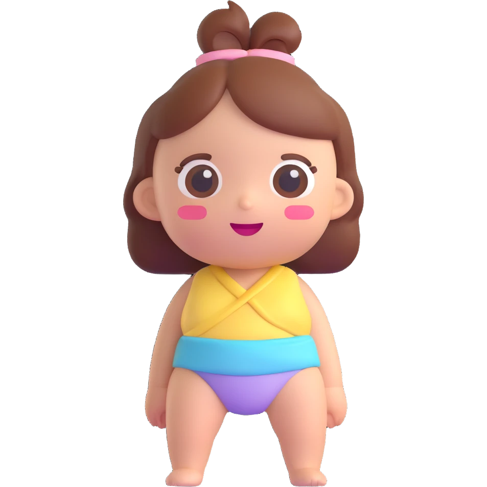 cute girl emoji wearing a pastel diaper, soft 3D style, friendly and inclusive, no text emoji