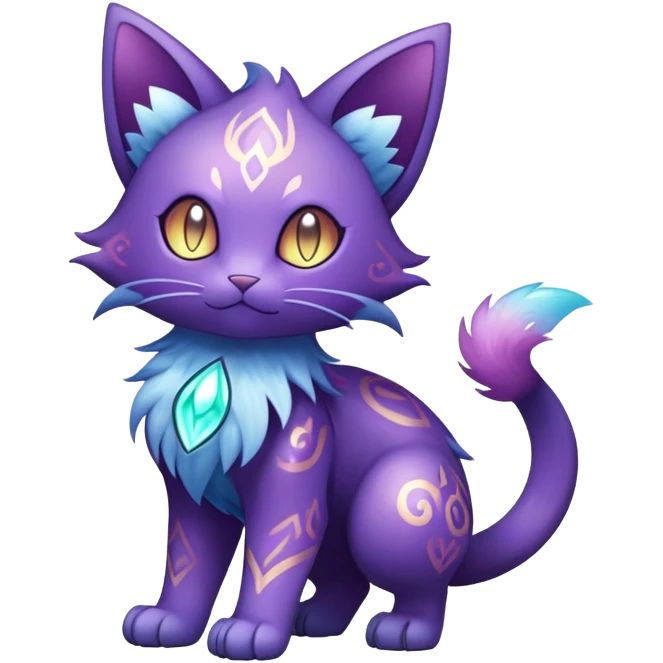 Shiny Magical Elemental Mysterious Purrloin-Delcatty-Pokémon-Fakémon-hybrid-creature (full body) emoji