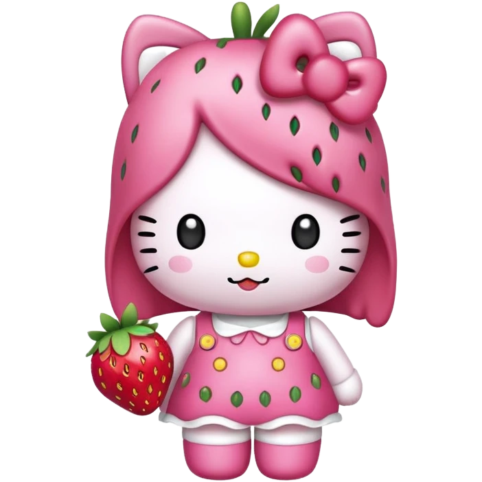 strawberry held by hello kitty emoji