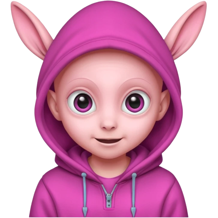 Aliens Pink, hoodie, cute big eyes, big ears emoji