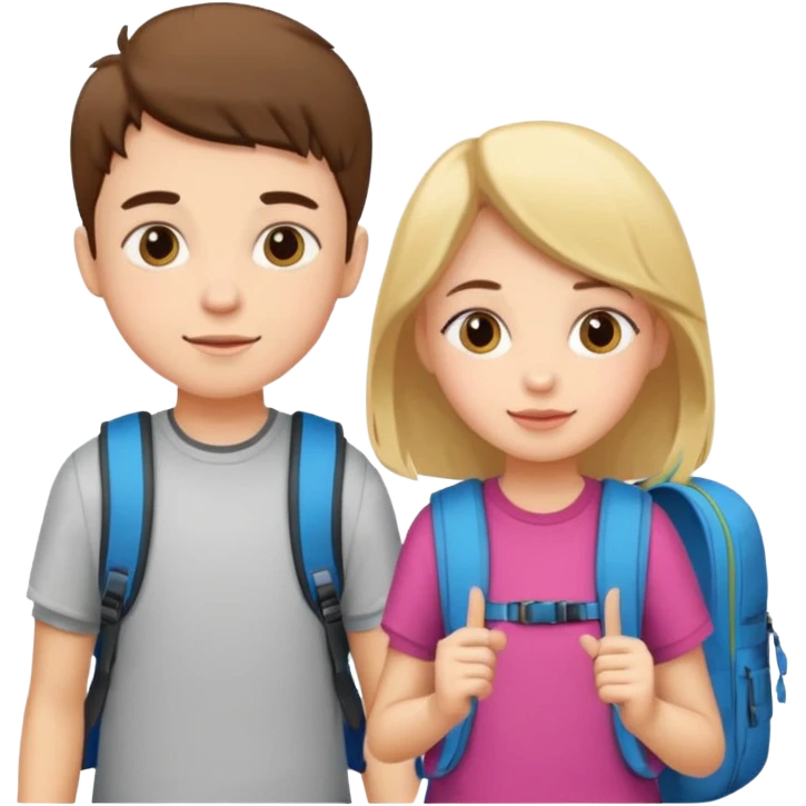 boy and girl with backpacks  emoji