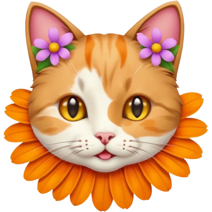 cat with a flower in its mouth emoji